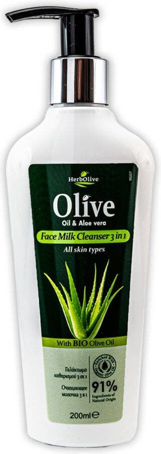 Herbolive Reinigingsmelk 3 in 1 met Olijfolie & Aloë Vera 200ml