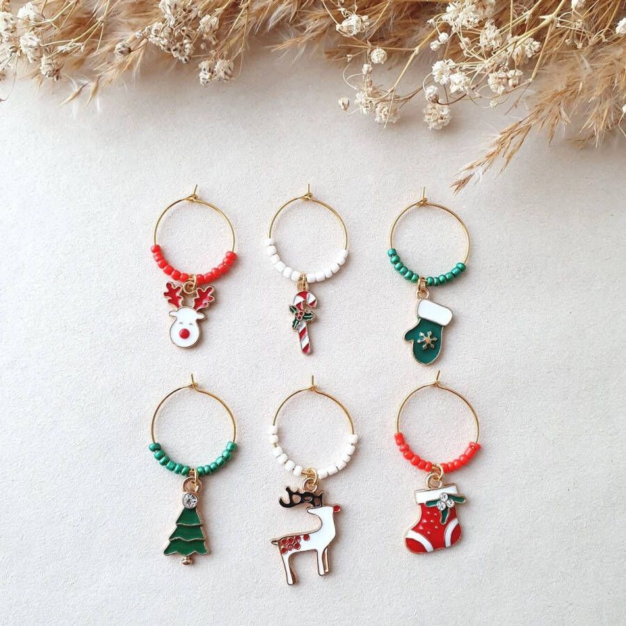 Herken je wijnglas Christmas wine charms wijnglasringen kerst kado tip glasmarker