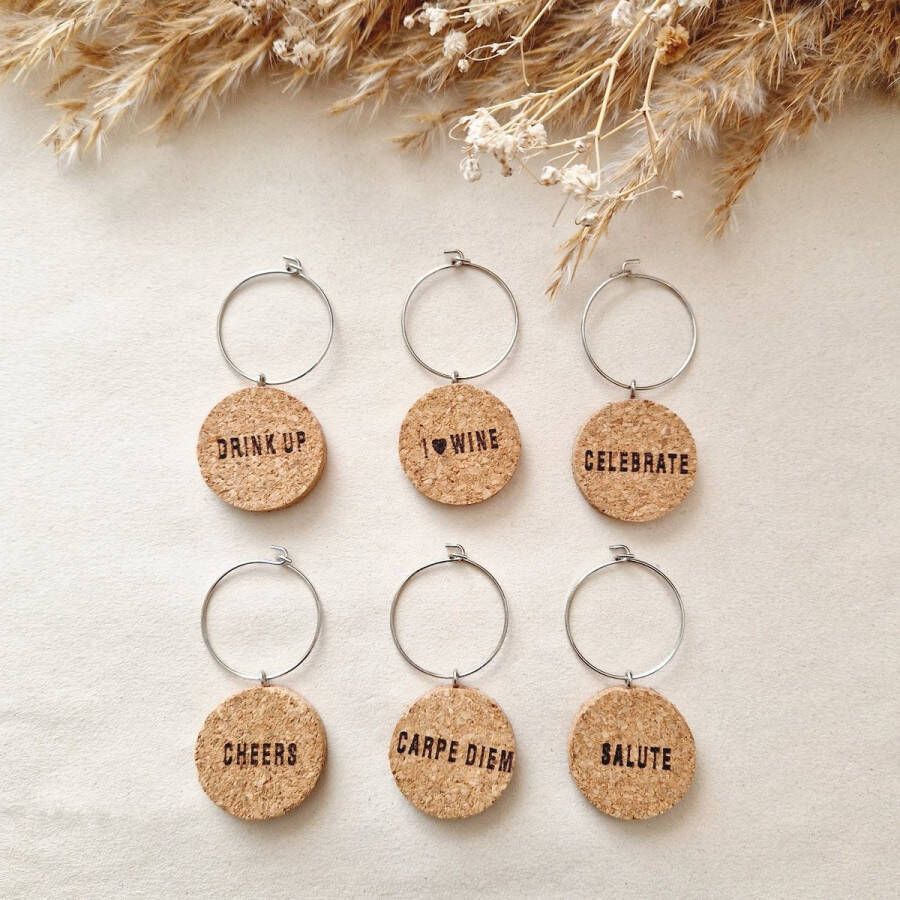 Herken je wijnglas Glasmarker Wine cork wijnglasringen zilver