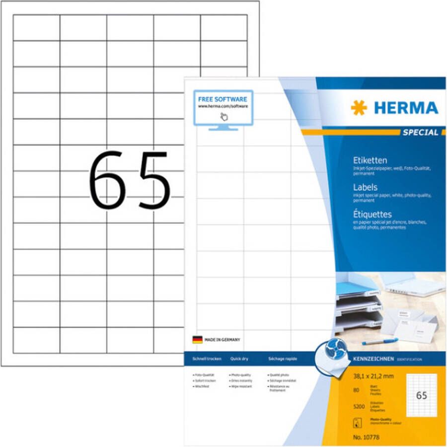 Herma Etiket 10778 38.1x21.2mm wit 5200stuks