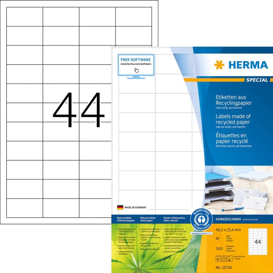 Herma Etiket recycling 10726 48.3x25.4mm 3520stuks wit