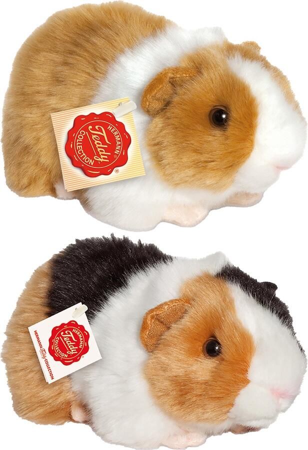 Hermann Teddy Knuffeldier Cavia set 2x stuks zachte pluche premium knuffels 20cm Kleurenmix