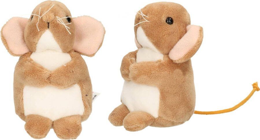 Hermann Teddy Knuffeldier Muis 2x pluche stof premium kwaliteit knuffels bruin 11 cm muizen