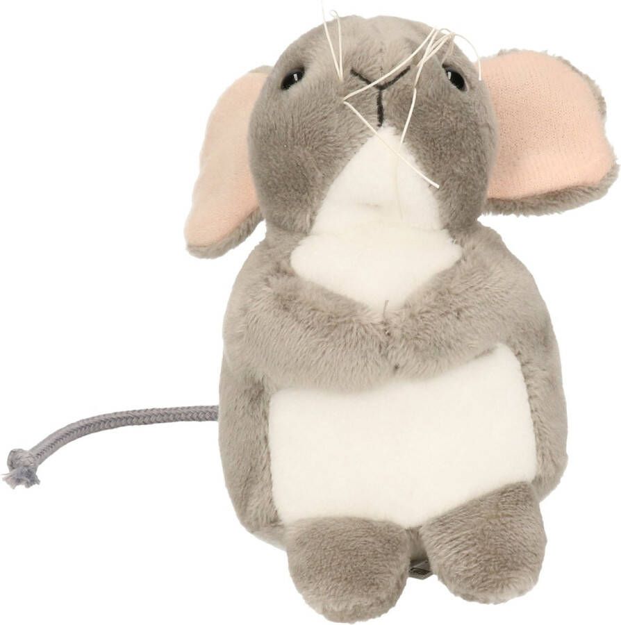 Hermann Teddy Knuffeldier Muis pluche stof premium kwaliteit knuffels grijs 11 cm muizen