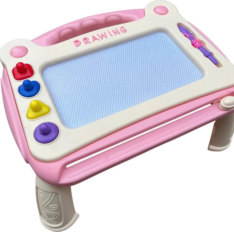 Hermans goods Magnetisch tekenbord (roze) schrijfbord (speelgoed) kleurbord tekentafel kleurtafel (kinderen vanaf 3 jaar) (kleuren) (tekenen) (fijne motoriek)