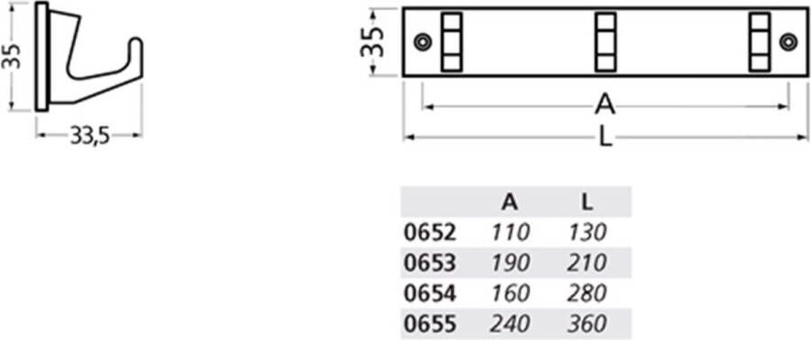 Hermeta HANDDOEKREK 3-HAAKS HOUT ALUMINIUM (0653-36E)