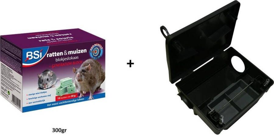Hermie Muizengif Veilig muizen bestrijden: Generation block 300gr + voederdoos met slot