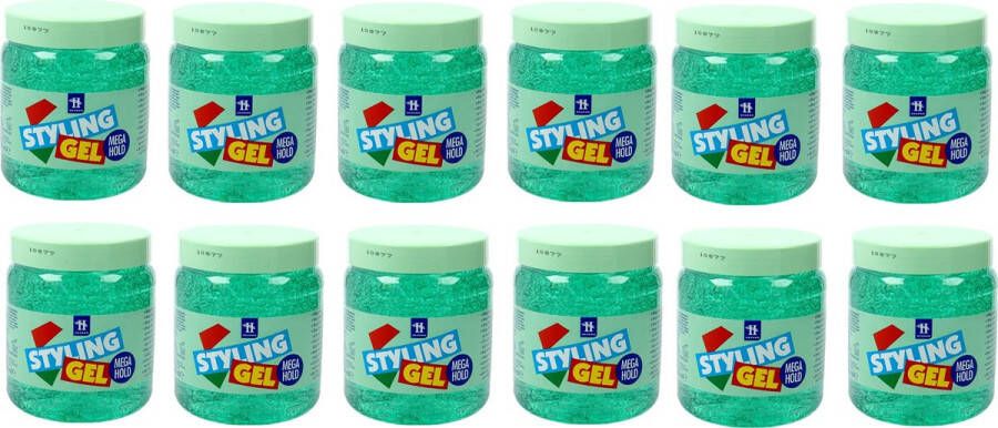 Hero Cosmetics Hegron Styling Gel Mega Hold Groen 12x500ml Voordeelverpakking