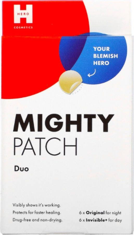 Hero Cosmetics Mighty Patch Duo 6 Original + 6 Invisible Pimple Patches Onzichtbare en Originele Acnepleisters voor Dag en Nacht