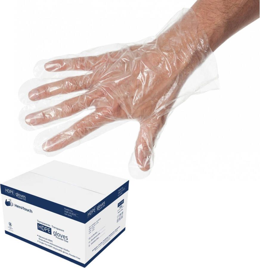 HeroTouch Wegwerp Handschoenen 10.000 stuks (5000 paar) 10 mm dik Hoogwaardig materiaal Voor Links -en Rechtshandigen Ideaal voor tijdens schoonmaken koken huishoudelijk gebruik