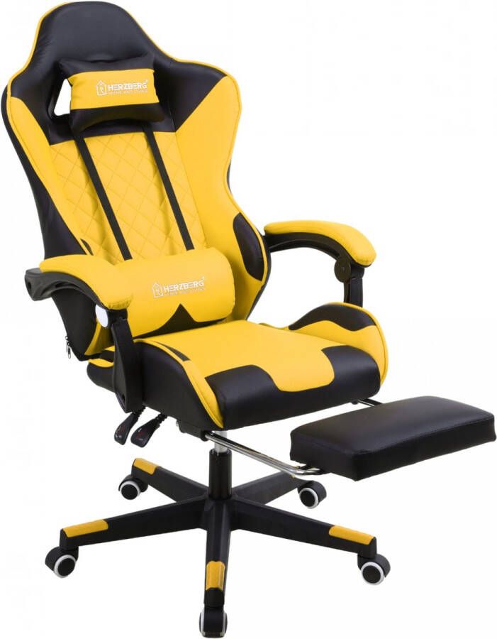 Herzberg Home & Living Herzberg Gaming and Office Chair with Retractable Footrest Yellow