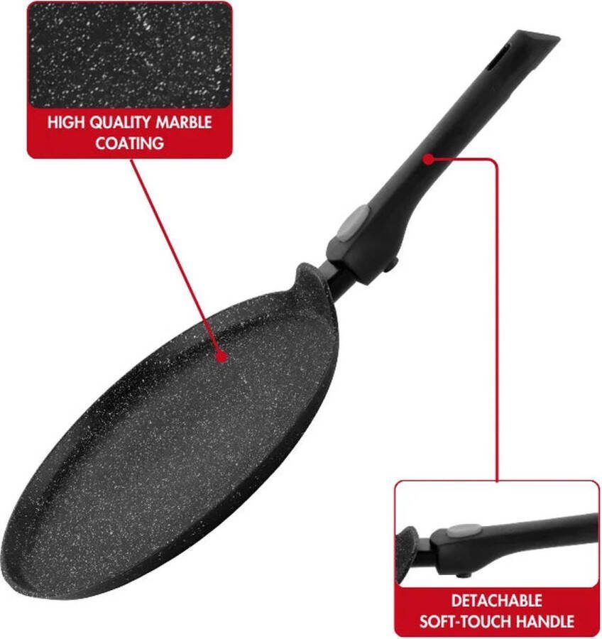 Herzog Hr-3615: Marmeren Crêpepan Van 28 Cm Met Afneembaar Handvat
