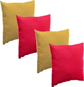 Merkloos Bank sier tuin kussens voor binnen buiten set 4x stuks rood geel 40 x 40 cm Sierkussens