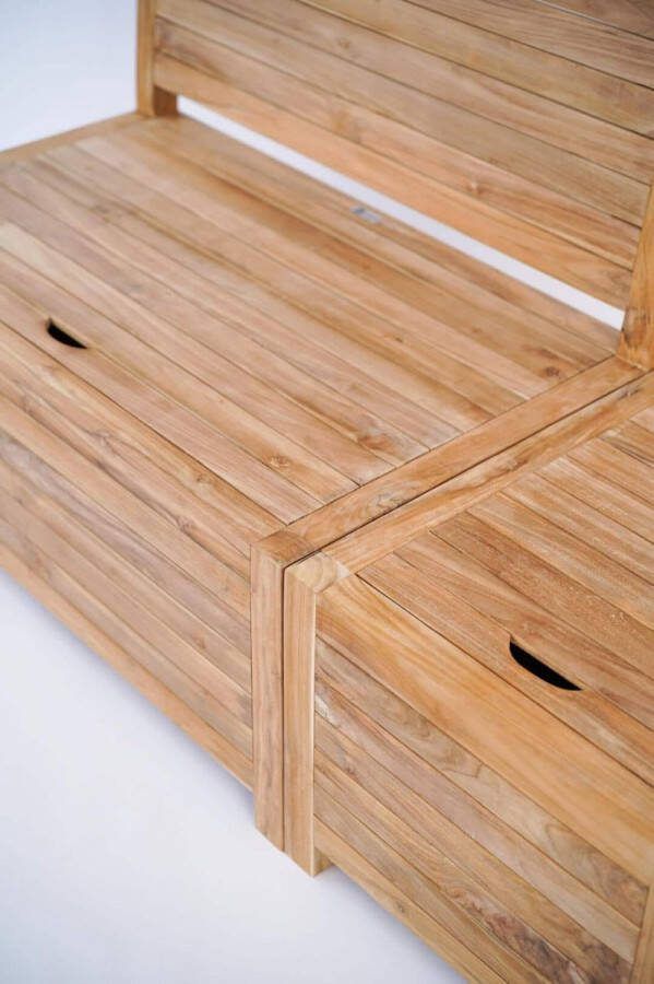 Het Balkonbankje Kleine teakhouten tuin bijzettafel met opbergruimte 40 x 60 x 40 cm Multifunctioneel Bijzettafel Voetenbank Balkonstoel