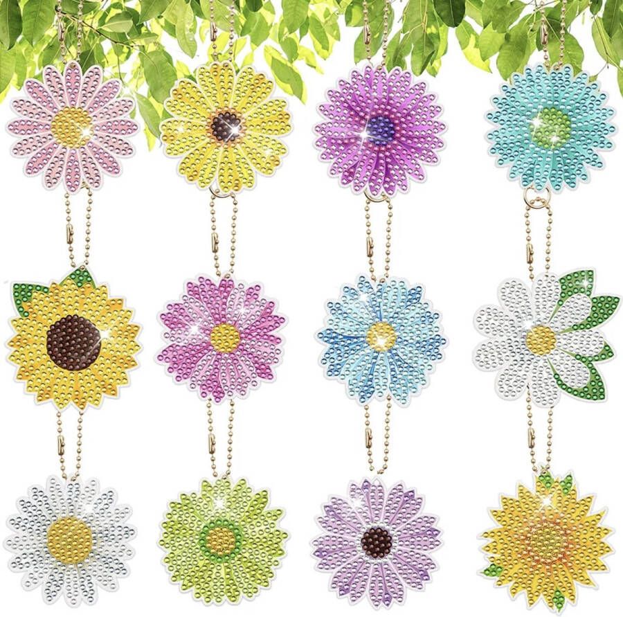 Het Betere Merk Diamond Painting Sleutelhanger Dubbelzijdig 12 x sleutelhanger Bloemen Giftset 3D Sleutelhanger Volwassenen Hobby Kinderen volledig pakket Kinderfeestje Maak je eigen sleutelhanger Hanger voor aan je tas