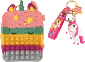 Het Betere Merk Fidget Toys Pop It fidget Unicorn speelgoed Unicorn rugtas 24 x 16 x 6 cm- eenhoorn speelgoed-rugzak + 3D Eenhoorn hanger