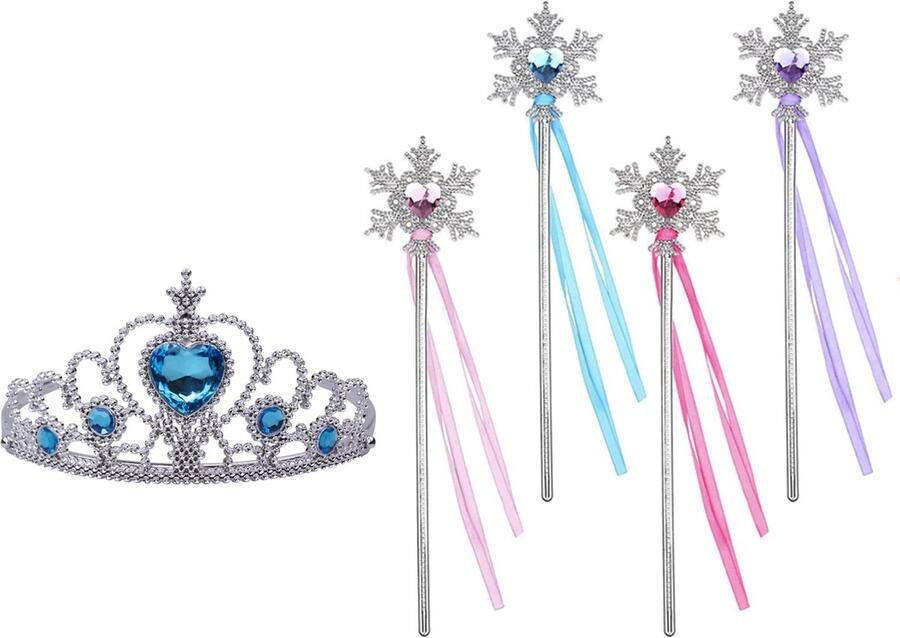 Het Betere Merk Uitdeelzakjes Traktatie Kind Verjaardag 5-Pack Toverstaf 4 x Toverstaf Kroon Tiara Roze Prinses
