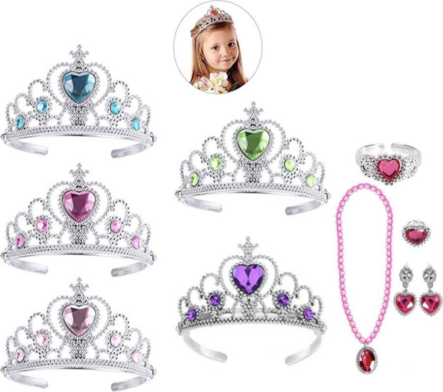 Het Betere Merk Uitdeelzakjes 5 x Kroon Tiara Verjaardag Prinsessen Juwelenset Fuchsia Traktatie Kind Verkleedaccessoire