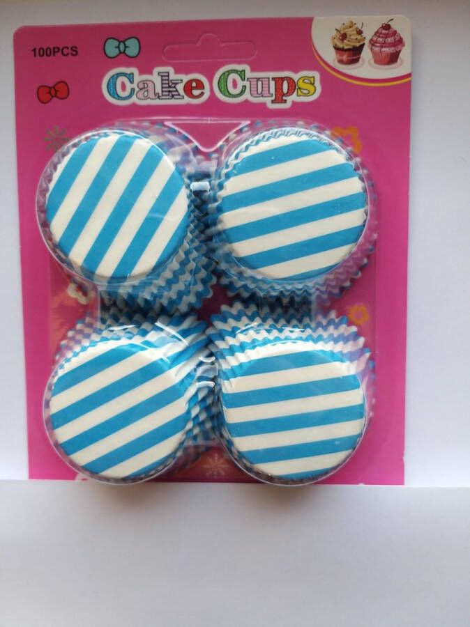Het Borstelhuis vof Cupcake Vormpjes Papier Muffin Vormpjes 100 stuks Diameter 5 cm wit-blauw gestreept