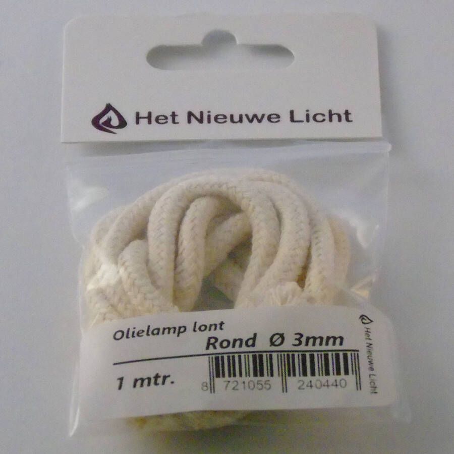 Het Nieuwe Licht Olielamp lont rond 3mm met kern 1mtr