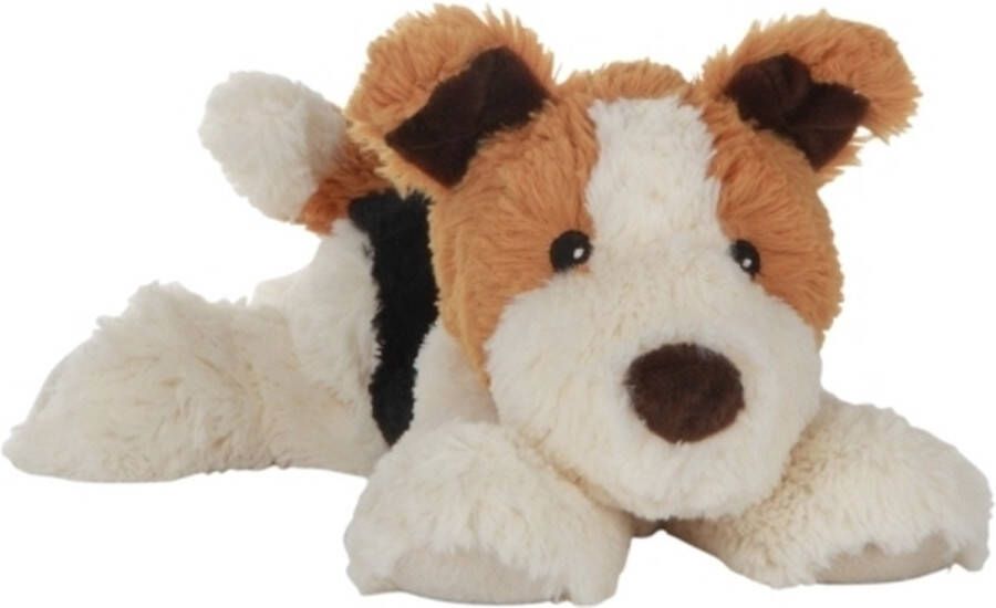 Habibi Warmte magnetron opwarm knuffel Hond Terrier wit bruin 33 cm pittenzak