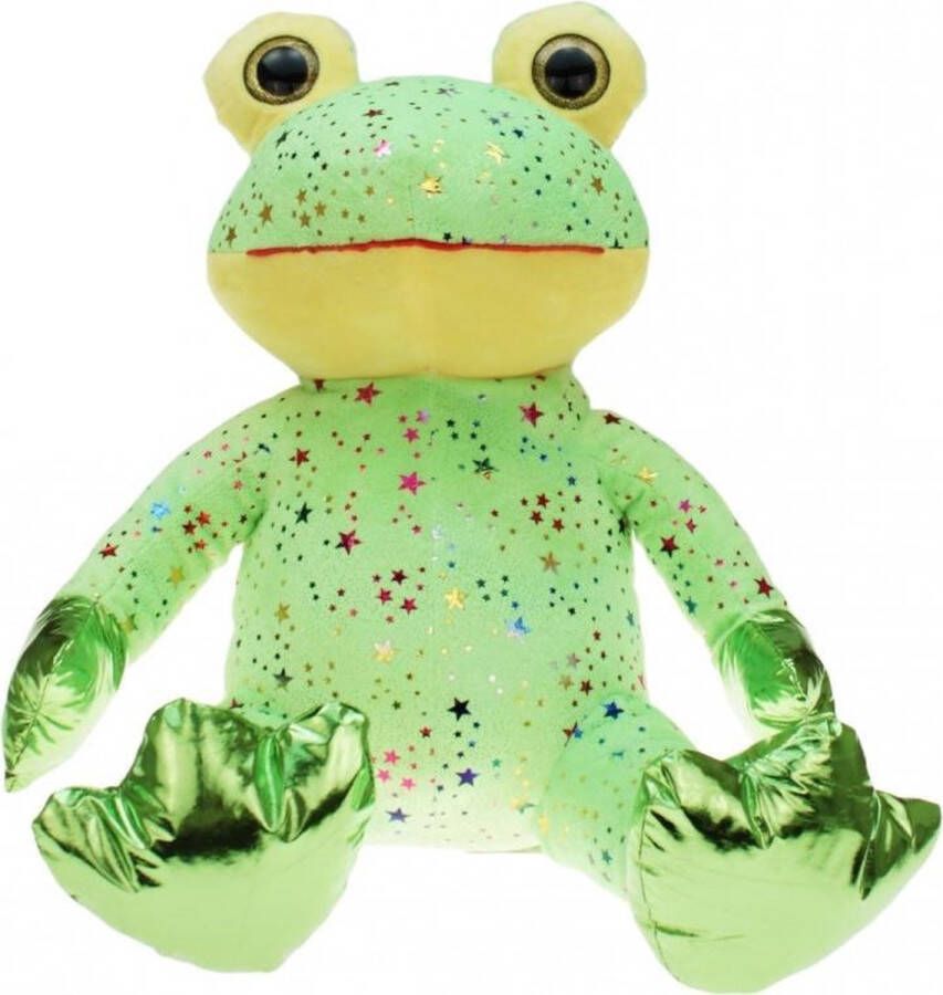 Heunec Pluche groene kikker knuffel met glitters en metallic 30 cm Kikkers dieren knuffels Speelgoed voor kinderen