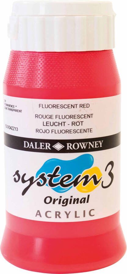 Heutink Acrylverf fluoriserend rood 500ml| Daler Rowney