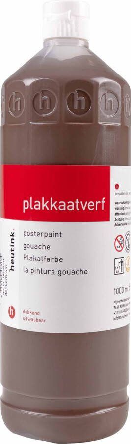 Heutink Plakkaatverf donkerbruin flacon à 1000ml