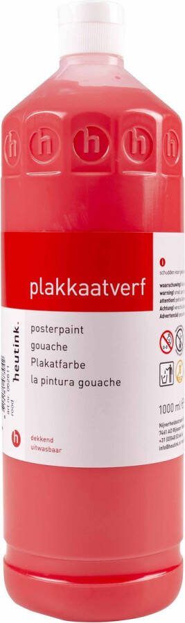 Heutink Plakkaatverf rood- flacon à 1000ml