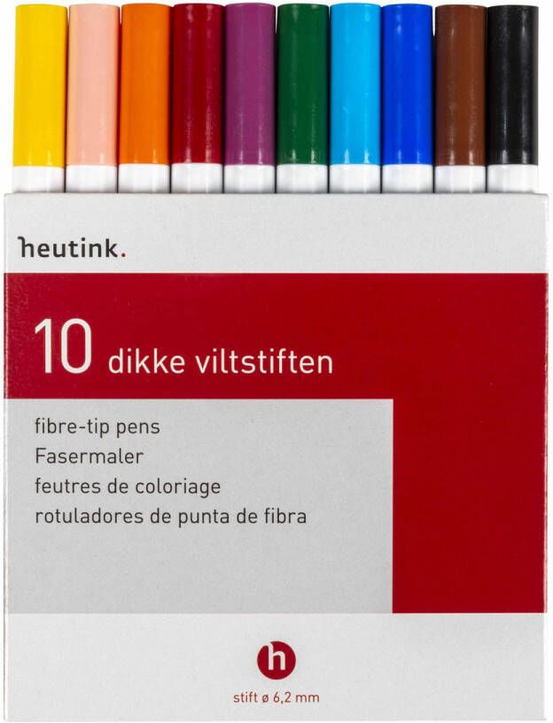 Heutink Viltstiften Dikkertjes assorti extra dik etui a 10 stuks