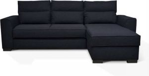 Hexagon Omkeerbare converteerbare hoekbank 4 plaatsen Montreal donkerblauwe stof l 247 x d 158 x H 92 cm gemaakt in Frankrijk