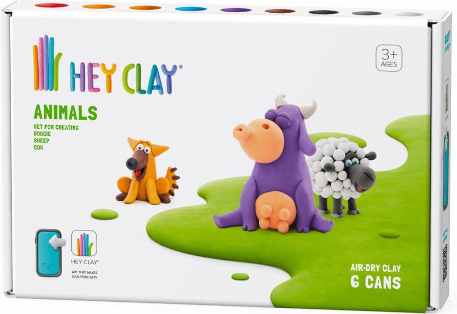 Coppens HeyClay Boederij dieren hondje koe & schaap 6 cans