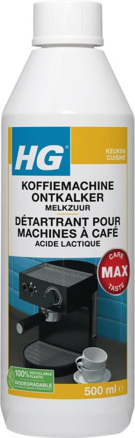 HG koffiemachine ontkalker melkzuur 500ml voor alle koffiemachines voor 4-5x ontkalken