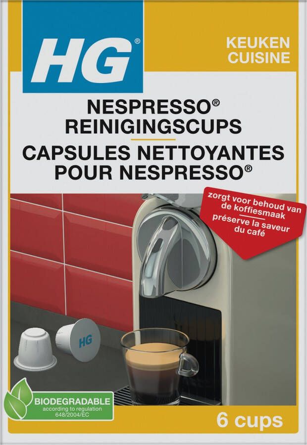 HG Nespresso reinigingscups 6 cups voor een langere levensduur van de machine