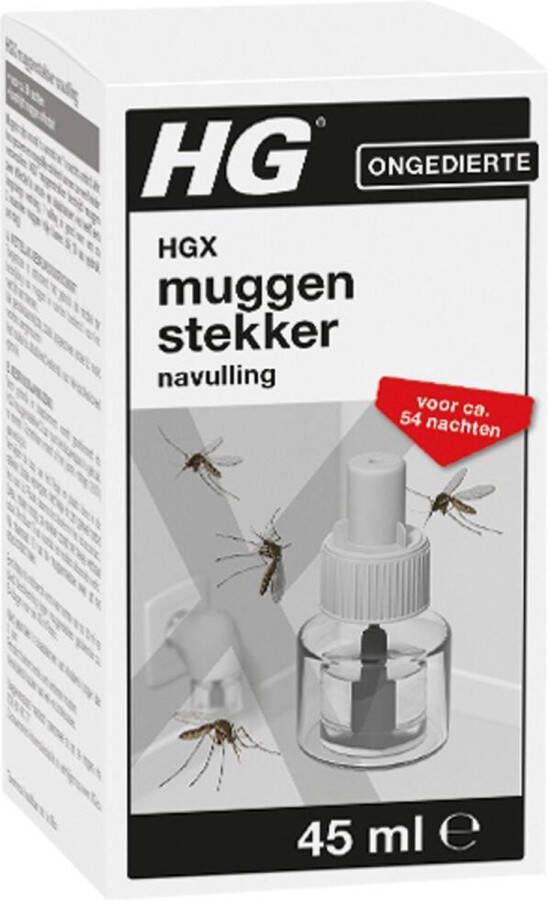 HG X muggenstekker navulling 45ml effectief tegen muggen goed voor 54 nachten