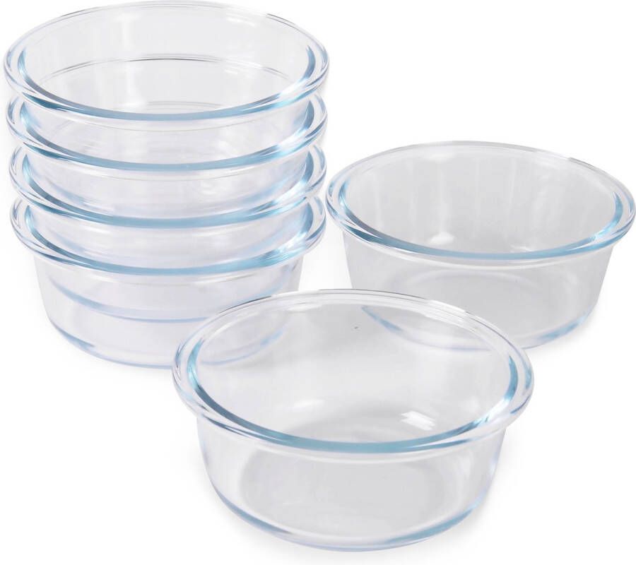 HGMD Ovenschalen Set 6 Stuks 370ML Glas Rond Ovenschaaltjes 1 persoon Vaatwasserbestendig