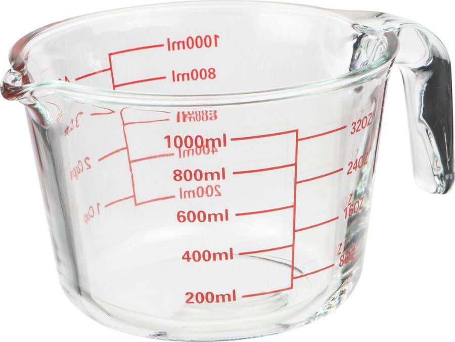Hi Glazen maatbeker 1 liter ttebestendig Maatbekers van glas Vloeistoffen afmeten