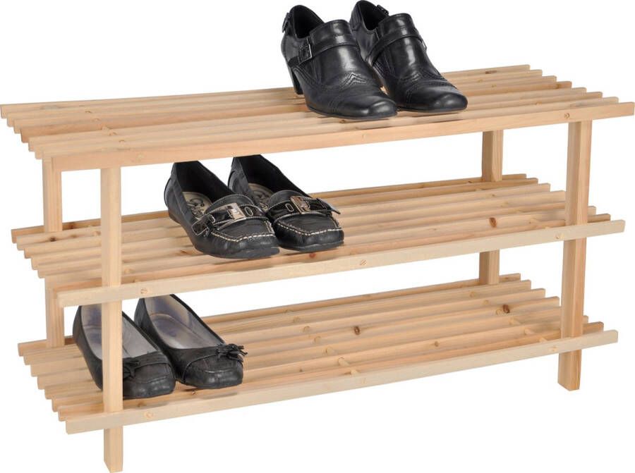 Hi Houten schoenenrek schoenenstandaard 3-laags 74 x 26 x 48 cm Schoenen opbergen