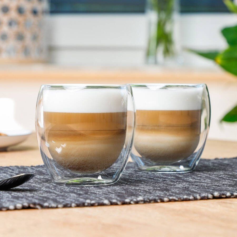 Hi Set van 8x stuks dubbelwandige koffieglazen theeglazen 250 ml 25 cl Thee koffie drinken Glazen voor thee en koffie