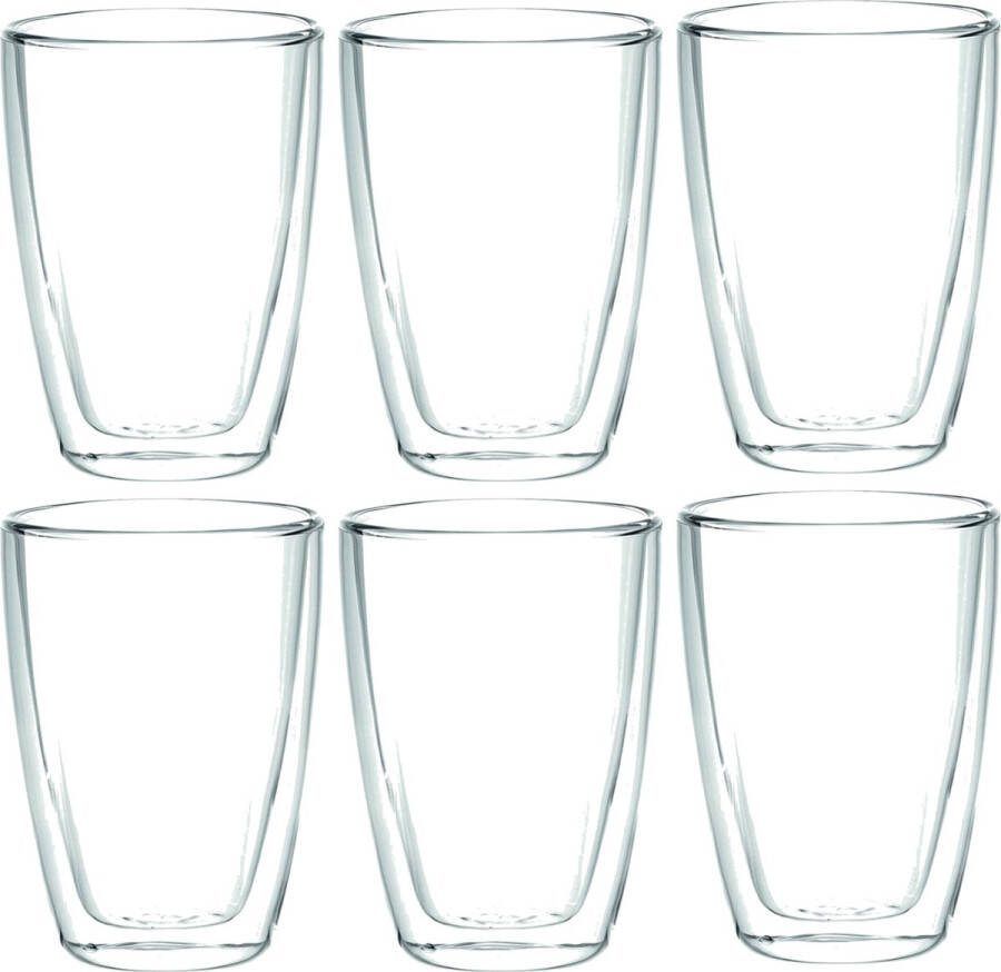 Hi Set van 8x stuks dubbelwandige koffieglazen theeglazen 400 ml 40 cl