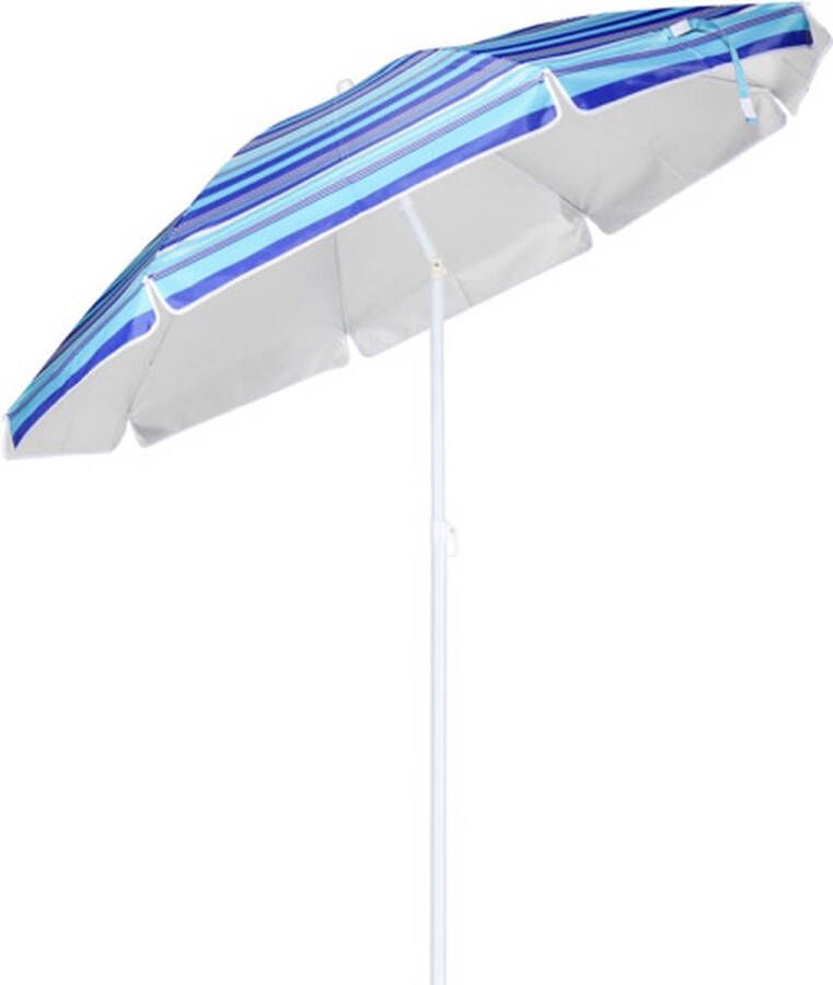 Praxis HI strandparasol gestreept blauw 200 cm