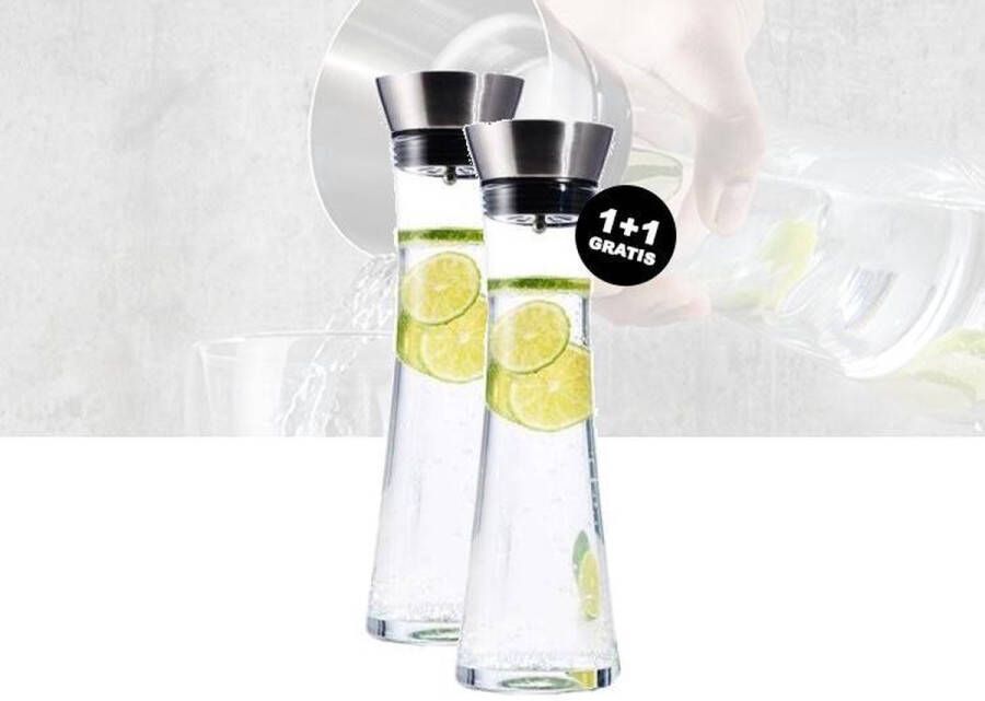 Hi Waterkaraf 1 Liter Inclusief RVS Filter 1+1 Gratis