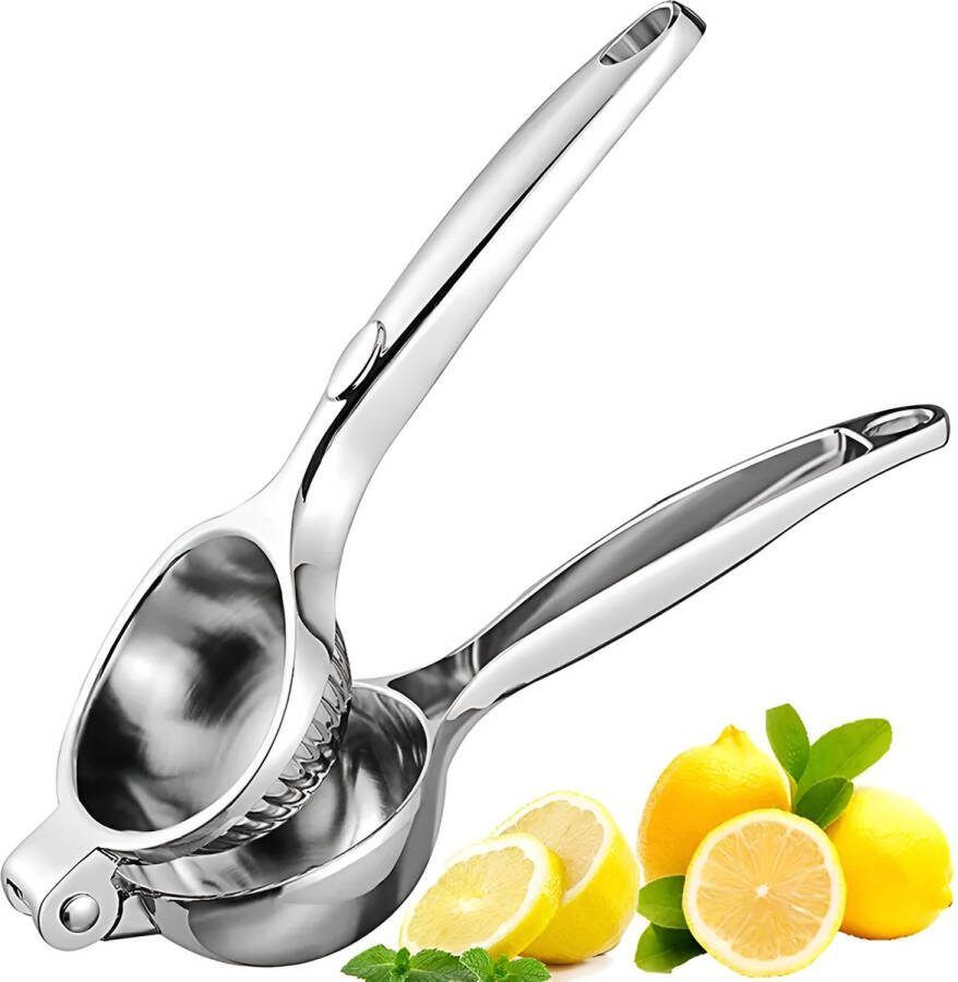 Hi Nature ™ Robuuste Kwaliteit Citroenpers RVS Limoenpers Handmatige Citroenpers Lemon squeezer Citrusknijper Fruitpers Sinaasappelpers Zilver