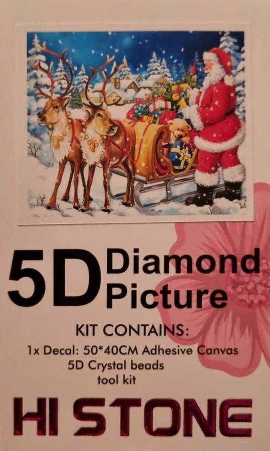 Hi Stone Diamond Painting kerst 50x40cm kertsman met de rendieren