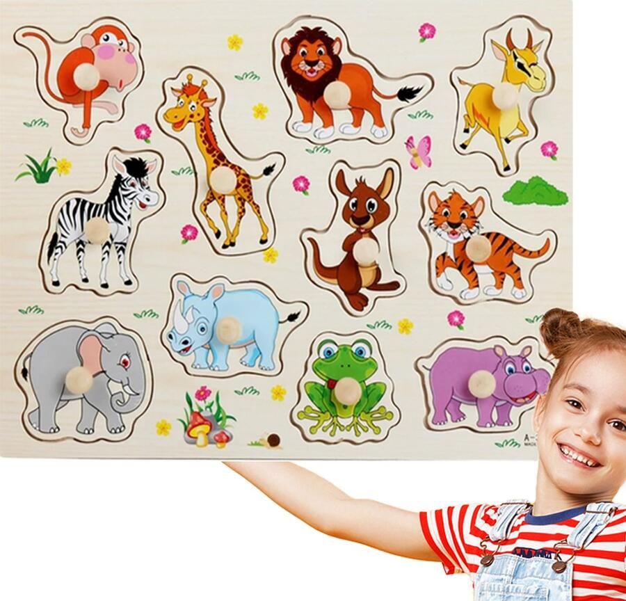Hibousee Puzzel Houten puzzel Vormenpuzzel Legpuzzel Speelgoed 1 jaar en ouder Educatief speelgoed Kinderspeelgoed