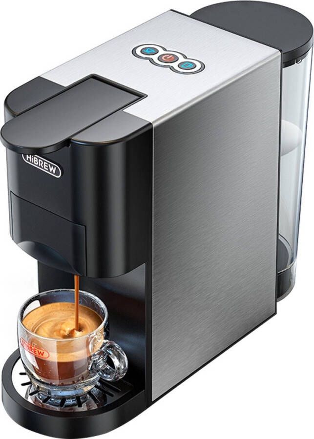 HiBrew All items 4 You Koffiezetapparaat – Senseo – 5-in-1 – Koffiemachine – Meerdere Capsules – Koffiepadmachine Heet Koud – 19Bar – 1 Liter Silver