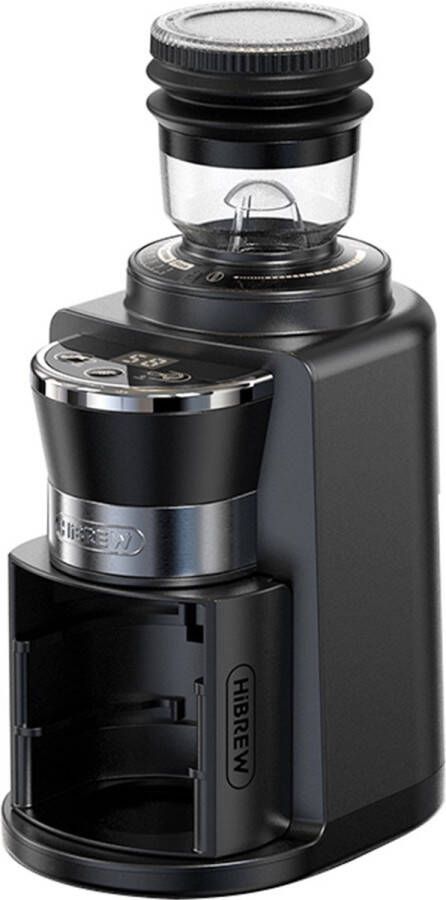 HiBrew G3A koffiemolen 40 mm conische braam luchtblazer schaal met 31 versnellingen geheugen- en antistatische functie handmatig en automatisch visuele bonenopslag Zwart
