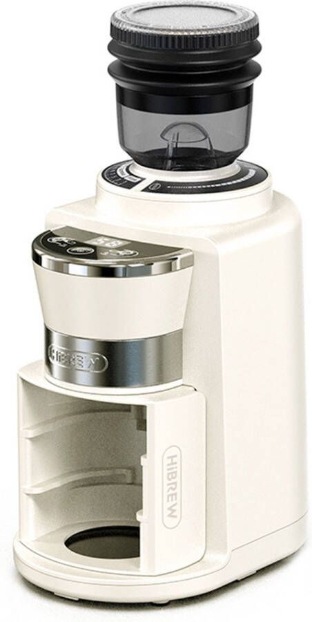HiBrew G3A koffiemolen 40 mm conische braam luchtblazer schaal met 31 versnellingen geheugen- en antistatische functie handmatig en automatisch visuele bonenopslag beige
