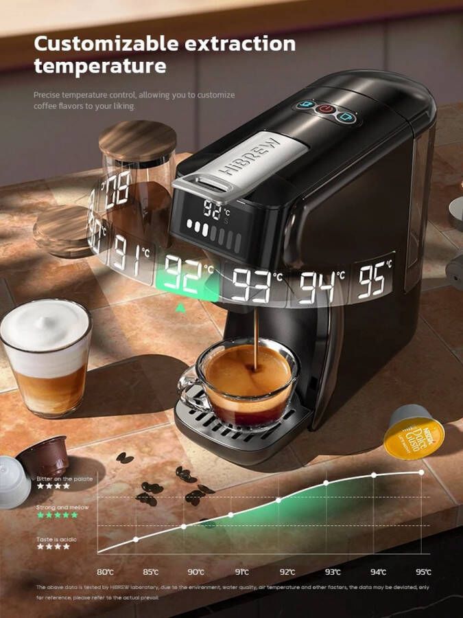 HiBrew Koffiezetapparaat cups6 -in-1 Compatibel ontwerp Koud warm functie Zwart