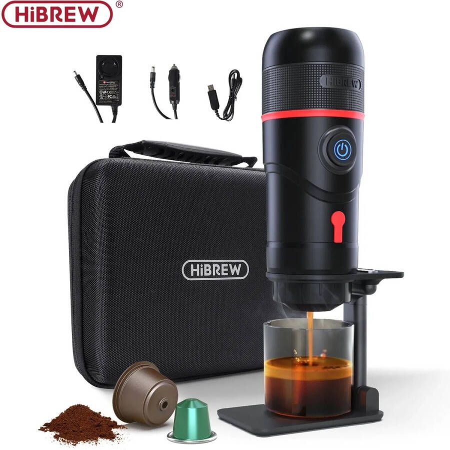 HiBrew koffiezetapparaat draagbare koffiezetapparaat 12V 3 in 1 portable espresso machine Thermoskan Cup Hot Cold Zwart